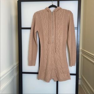 Dusty Pink hooded knit romper